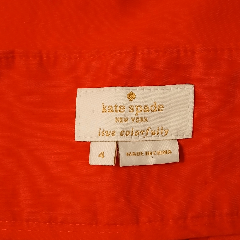 Kate Spade Cotton Cullotes, Elegant Wide Leg Reddish-Orange Pants - Picture 2 of 4